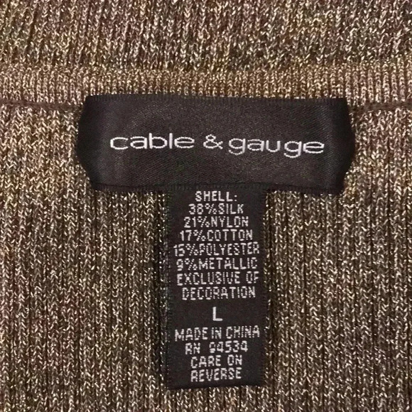 Cable and gauge Silk Blend Metallic Sparkle Tank Top w/spaghetti straps-Size L - Picture 7 of 7